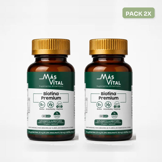 Pack 2x Biotina Premium con Zinc | Solución Capilar, Piel y Uñas.