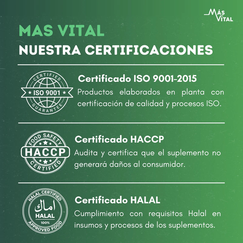 Certificaciones Más Vital para Melena de León: ISO 9001-2015, HACCP y Halal en procesos de calidad
