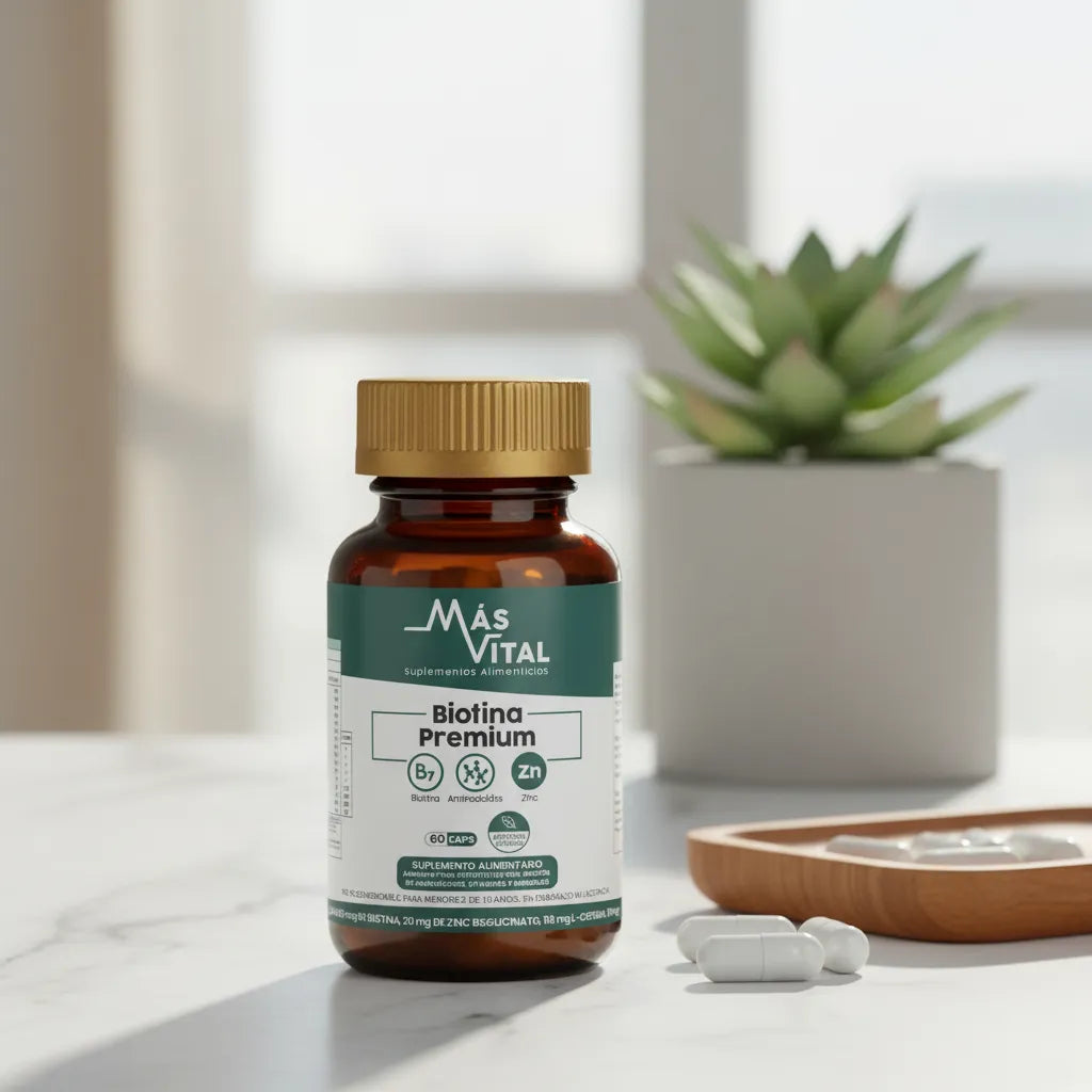 Biotina Premium - Solución capilar, Piel y Uñas | 60 cápsulas