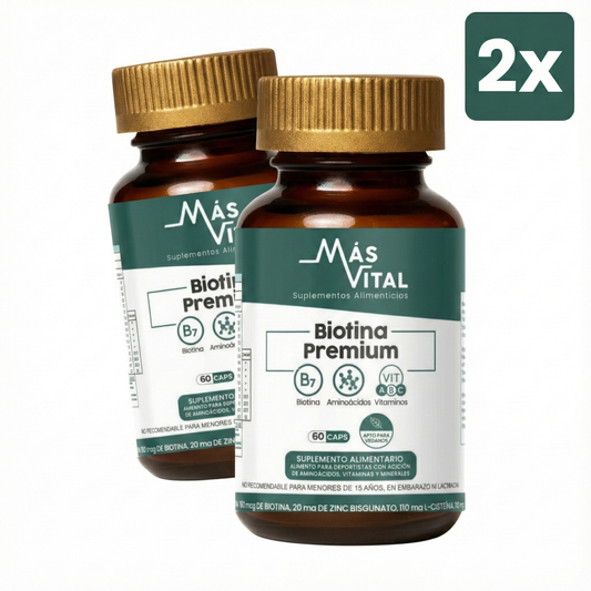 Pack 2x Biotina Premium - Solución capilar, Piel y Uñas