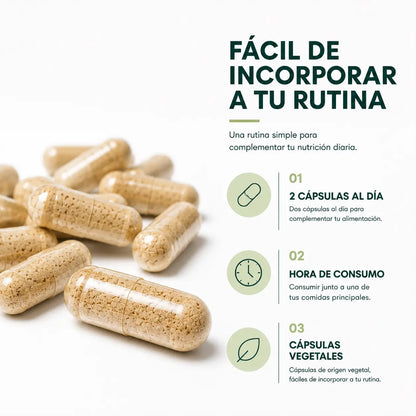 Información nutricional del Multivitamínico Premium Más Vital con porción de 2 cápsulas