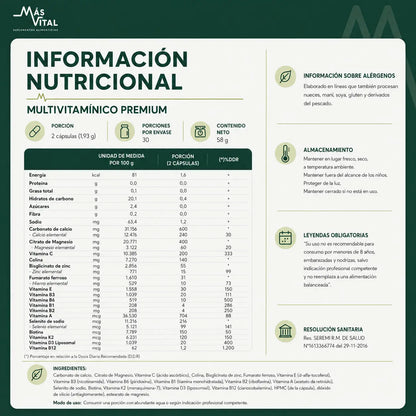 Pack 2x Multivitamínico Premium -  Cápsulas para 2 meses.