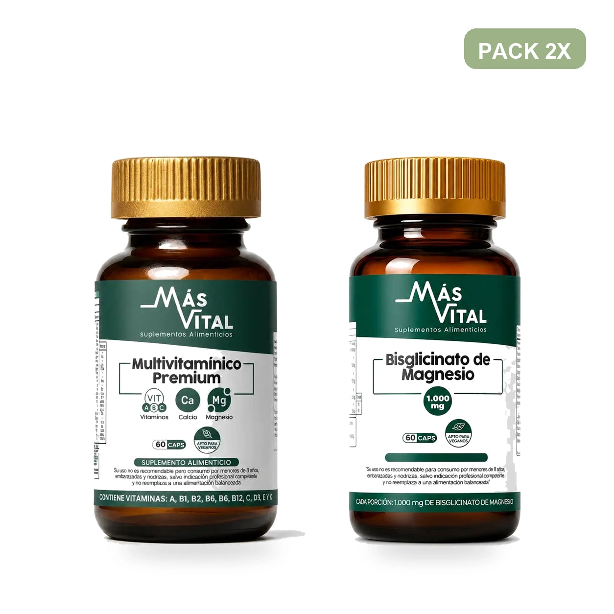 Bisglicinato de Magnesio 1.000 mg & Multivitamínico Premium