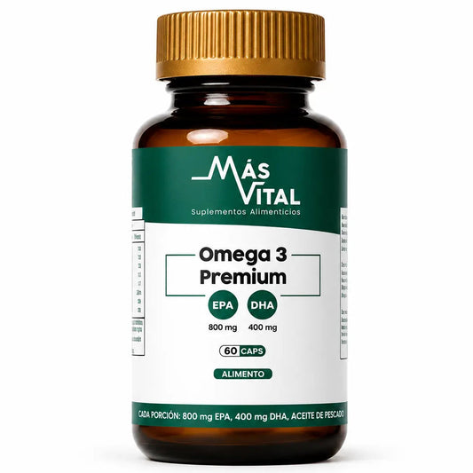 Omega 3 Premium Más Vital - frasco de 60 cápsulas, 800 mg EPA y 400 mg DHA