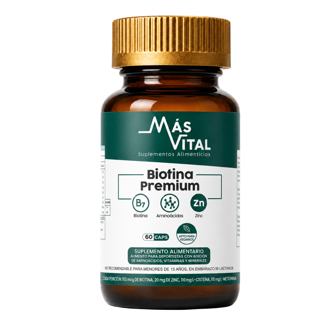 Biotina Premium - Solución capilar, Piel y Uñas | 60 cápsulas