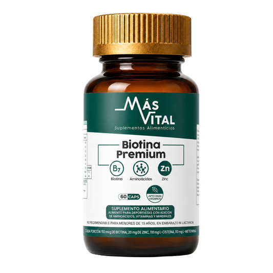 Biotina Premium - Solución capilar, Piel y Uñas | 60 cápsulas